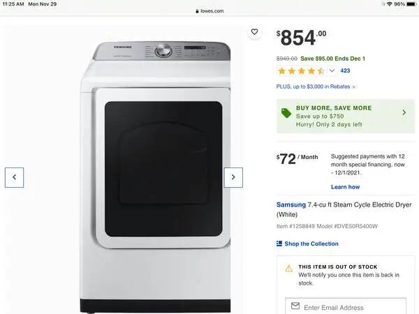 New Samsung Dryer