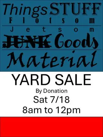 Yard Sale - By Donation