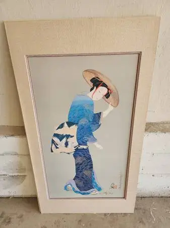 Hisashi Otsuka Signed Art Print 1984 – Japanese Woman in Kimono