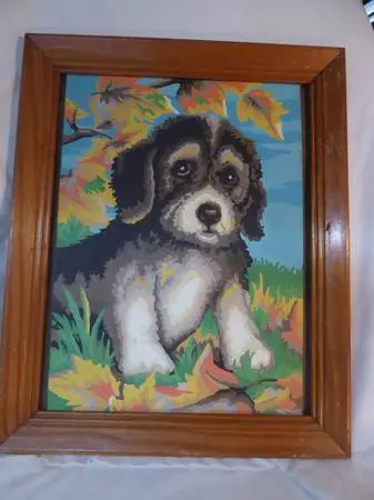 Vintage Puppy Paint by Number Painting