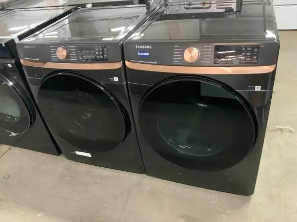 **SAMSUNG BLACK & GOLD FRONT LOAD, ELECTRIC WASHER DRYER SET**ON SALE