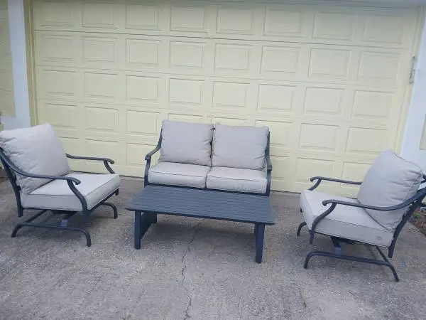 ROCKER ARMCHAIRS, LOVESEAT and TABLE PATIO SET