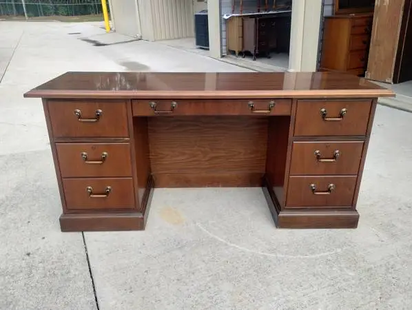 Executive Double Pedestal Office Desk w/Keyboard Tray - Made in NC!