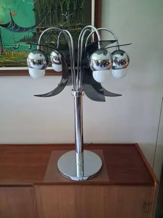Robert Sommeman Style Vintage Space Age Chrome 5 Light Waterfall Lamp.