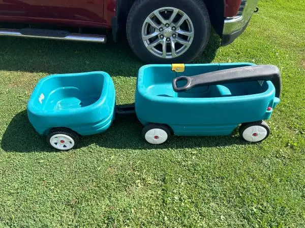 GREEN WAGON WITH TRAILER $50