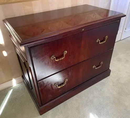Wood 37”W Lateral 2-Drawer File Cabinet, Classic Cherry