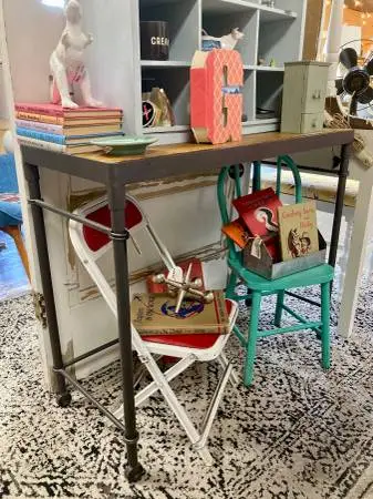 Cute Wood Top with Metal Base Console