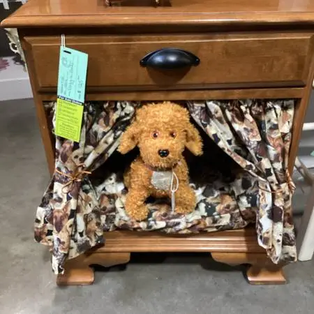 red vtg Hotline phone! Ethan Allen doghouse table Gossip bench LOOK!
