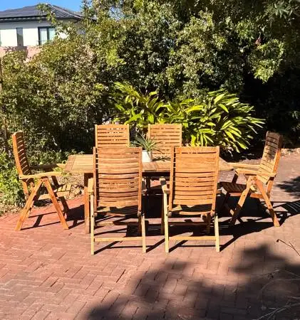 Royal Teak 7-Piece Grade A Solid Teak Outdoor Patio Dining Set 6 Chair