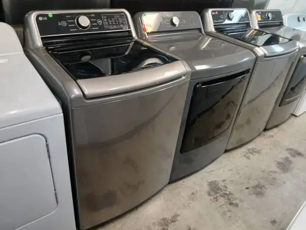 Lg grey smart top load washer with Agitator and gas dryer