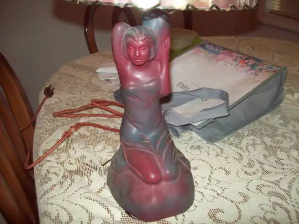 40-50s Van Briggle Damsel Of Damascus Table Lamp-Original Shade