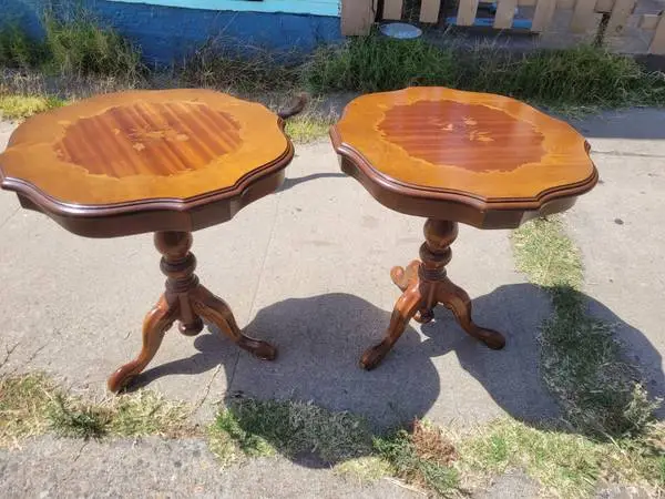 Side table set of 2 solid wood