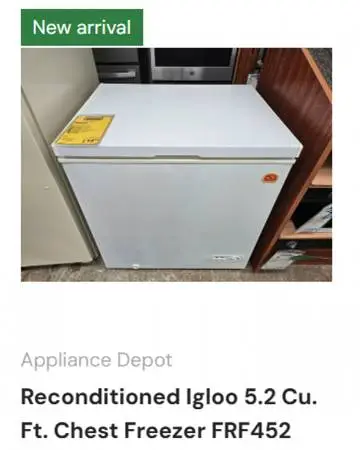Reconditioned Igloo 5.2 Cu. Ft. Chest Freezer FRF452