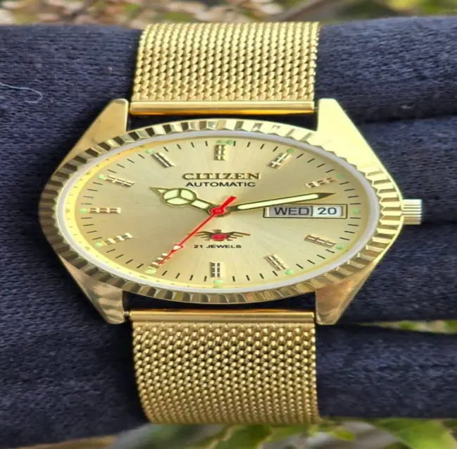 golden wristwatch
