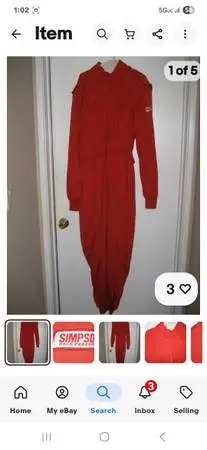 MICHAEL YEDOR SIMPSON RED RACE WORN/USED DRIVER SUIT, CHECK MEASUREMEN