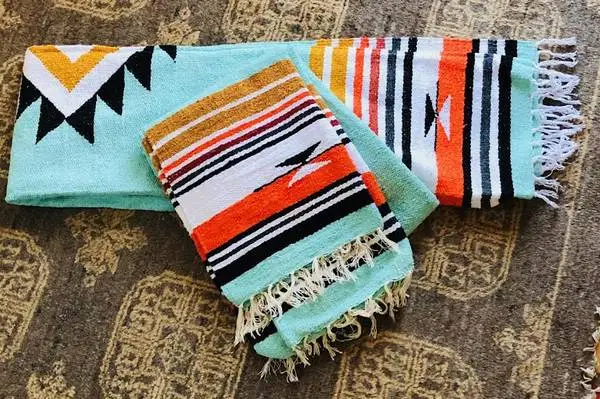 PAIR OF MEXICAN BLANKETS • gorgeous colors!