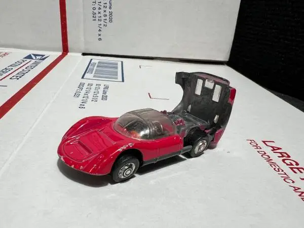 Playart Porsche Carrera 910 Pink Red Made in Hong Kong W/ Orange Stee