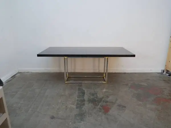Jonathan Adler Bond Extending Burl Wood Dining Table w/ Polished Nicke