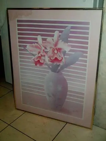 Painting Carlos Rios Print Picture FLOWER VASE Framed Wall Hanging