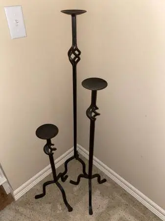 Pier One 3 Heavy Metal Candle Holders