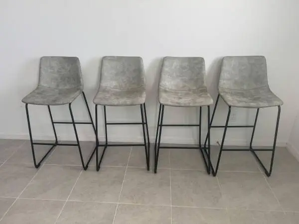 Set of 4 Modern Grey Bar Stools