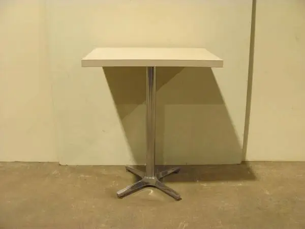 Modern bistro table rectangular top chrome pedestal base 24 x 18 x 29h