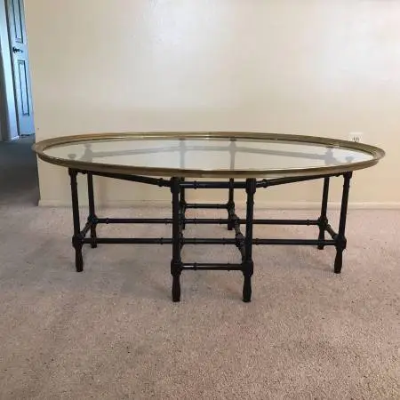 Mastercraft Baker Hollywood Regency Bamboo Brass Glass Coffee Table