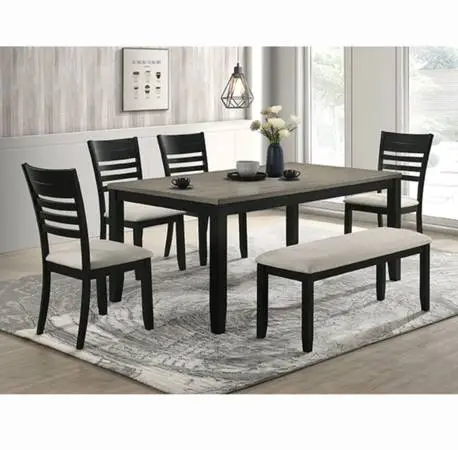 6PC DINING TABLE SET, TABLE, FOUR CHAIRS AND BEACH