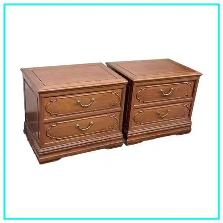Rosewood Vintage Two-drawer Nightstands, Pair