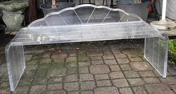 Lucite MCM Vintage Bench / Love Seat / Chair Clamshell Back