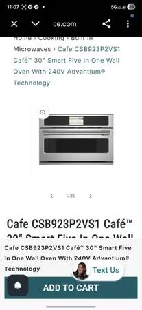 Brand new GE Cafe built in microwave in box