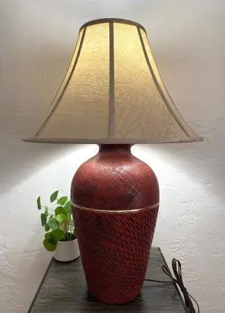 Vintage Tall Brick Red Table Lamp