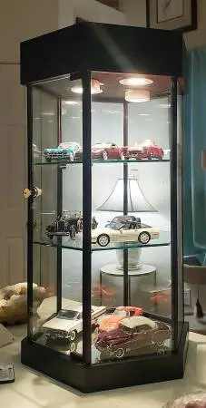 GLASS and Painted STEEL 6-Sided DISPLAY CASE
