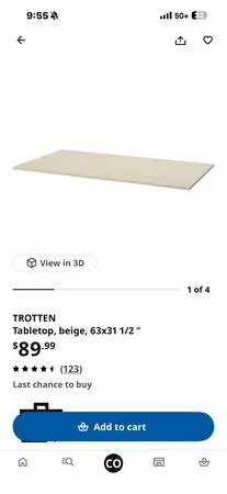 IKEA trotten desktop and under frame