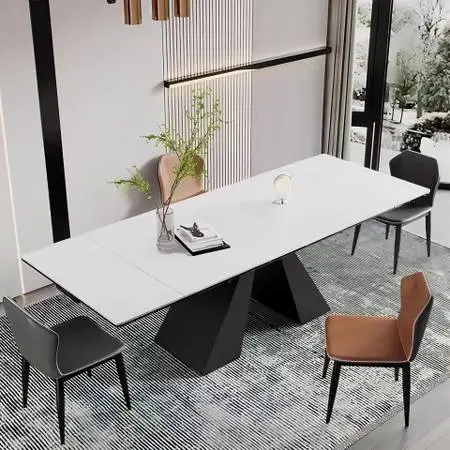 TimesGate Extendable Dining Table - Marble and Steel