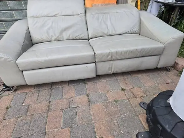 Leather sofa and chair, power recliner