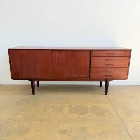 Danish Modern Sideboard with Sliding Doors and 5 Drawer