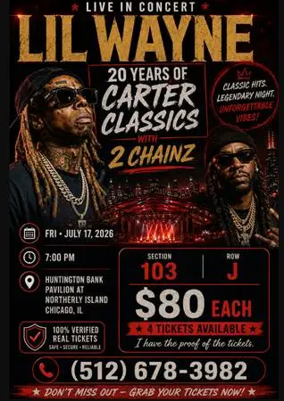 ⒋TIX ↪↩ LIL WAYNE ~ Ⓢⓔⓒⓣⓘⓞⓝ 103 |!| Row J__🇺🇸