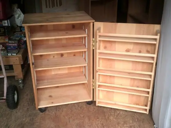 custom made small pantry cabinet with wheels