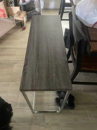 LIKE NEW modern gray wood and chrome console table