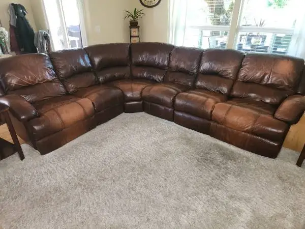 Sectional sofa brown leather