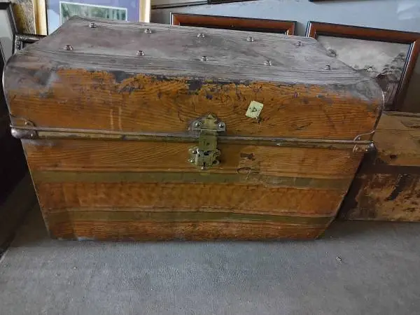 Antique, Vintage Metal Steam Trunk