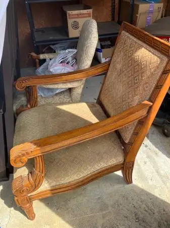 Large Upholstered Chair & Matching Side Table