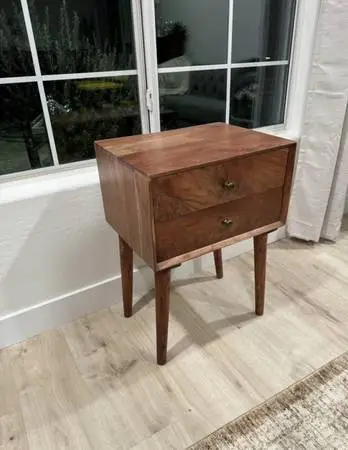 Wood table nightstand with drawers / side table solid wood