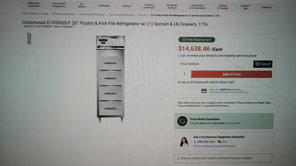 Refrigerator or freezer Continental 4 drawers commercial restaurant