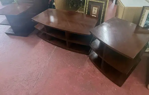 Piece Solid Wood Coffee Table & End Table Set – Open Storage