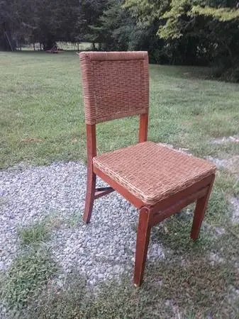 Two wicker folding chairs