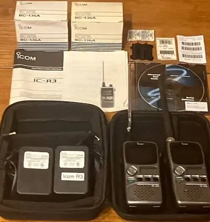 2 Icom IC-R3 AM FM WFM HF VHF UHF TV Ham Video Scanner Radio Receivers