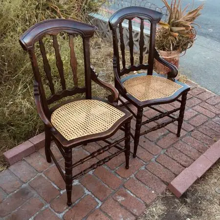 1860s-70s Civil War era Renaissance Revival walnut Pair Chairs
