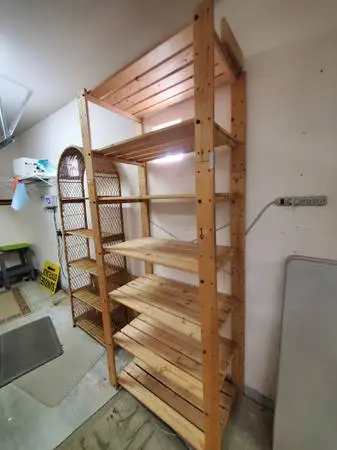Solid wood tall storage rack